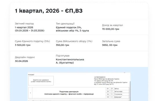 Декларація, підготовлена Taxbox